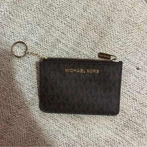 Michael Kors Dark Brown Monogram Keychain Card Holder